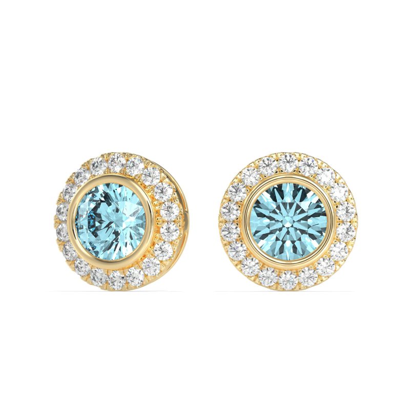Round Bezel Halo Studs