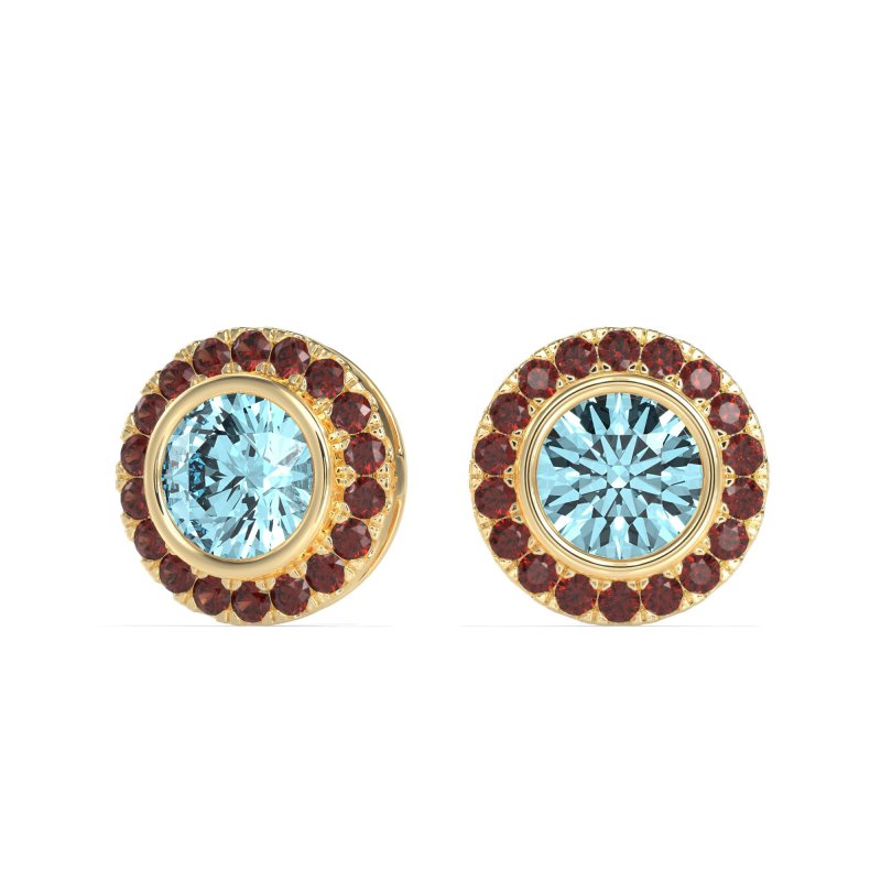 Round Bezel Halo Studs