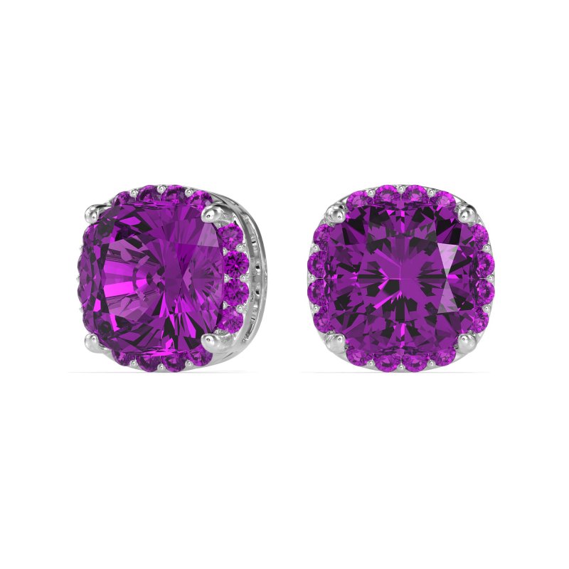 Cushion Prong-Set Halo Studs