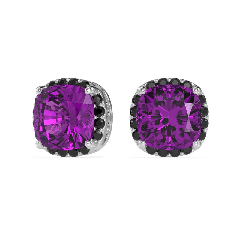 Cushion Prong-Set Halo Studs