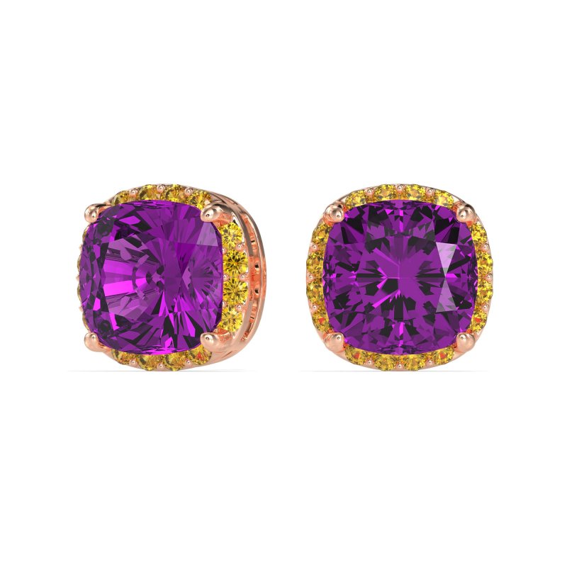 Cushion Prong-Set Halo Studs
