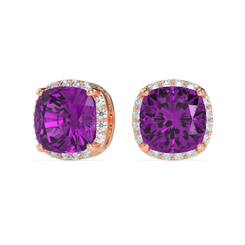 Cushion Prong-Set Halo Studs