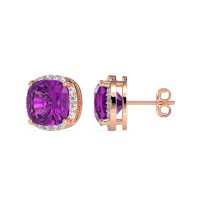 Cushion Prong-Set Halo Studs