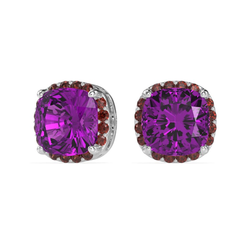 Cushion Prong-Set Halo Studs