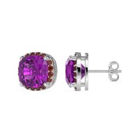 Cushion Prong-Set Halo Studs
