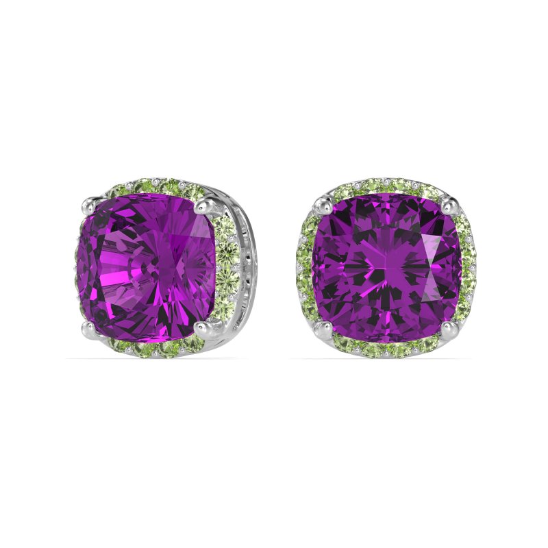 Cushion Prong-Set Halo Studs