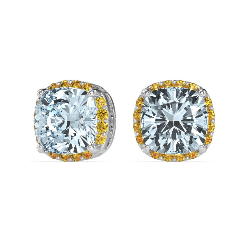 Cushion Prong-Set Halo Studs