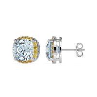 Cushion Prong-Set Halo Studs