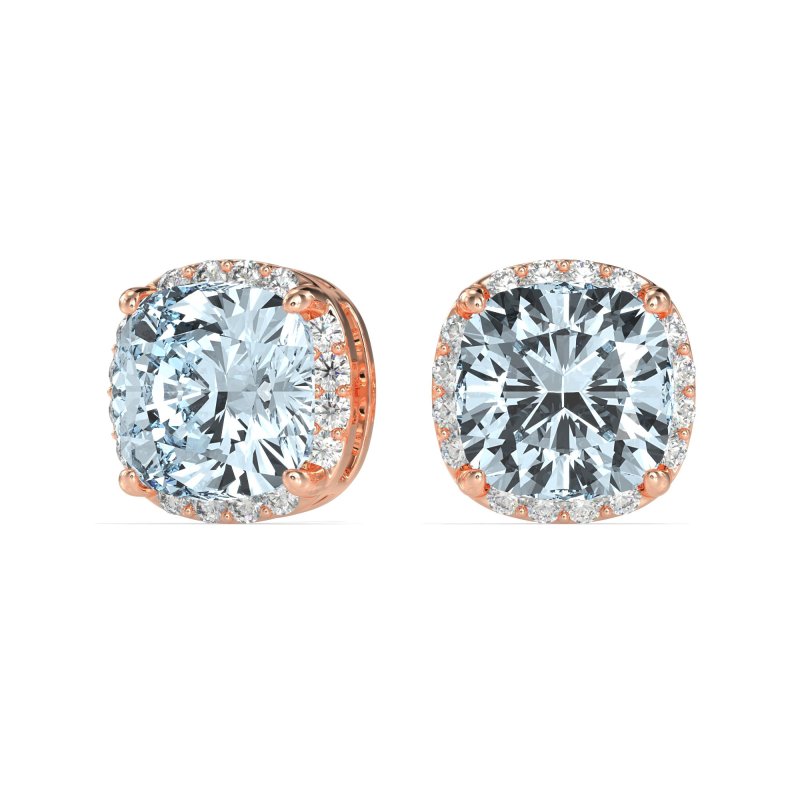 Cushion Prong-Set Halo Studs