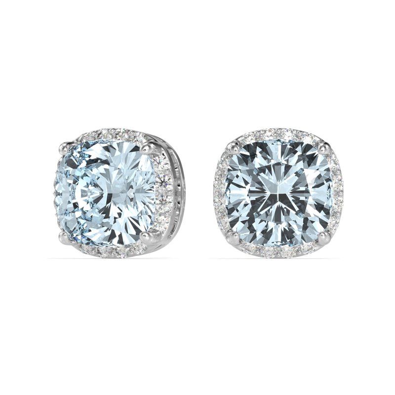 Cushion Prong-Set Halo Studs