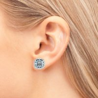 Cushion Prong-Set Halo Studs