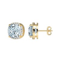 Cushion Prong-Set Halo Studs
