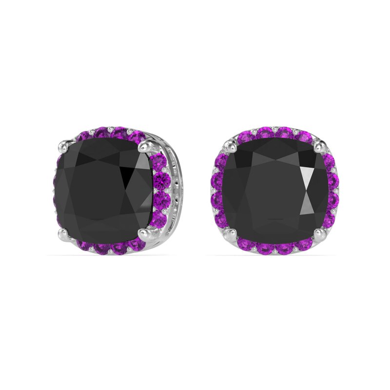 Cushion Prong-Set Halo Studs