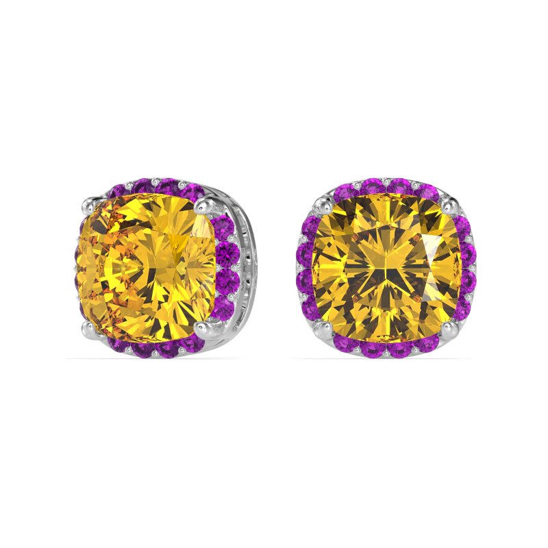 Cushion Prong-Set Halo Studs