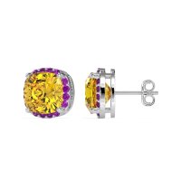 Cushion Prong-Set Halo Studs