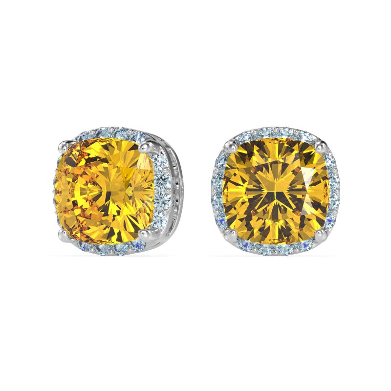 Cushion Prong-Set Halo Studs