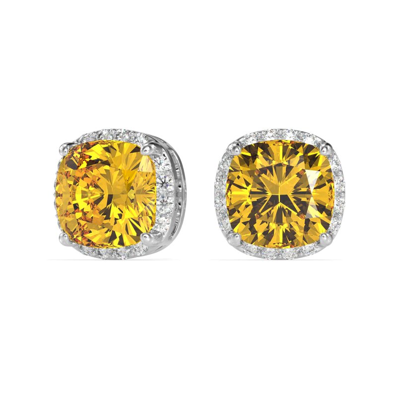 Cushion Prong-Set Halo Studs