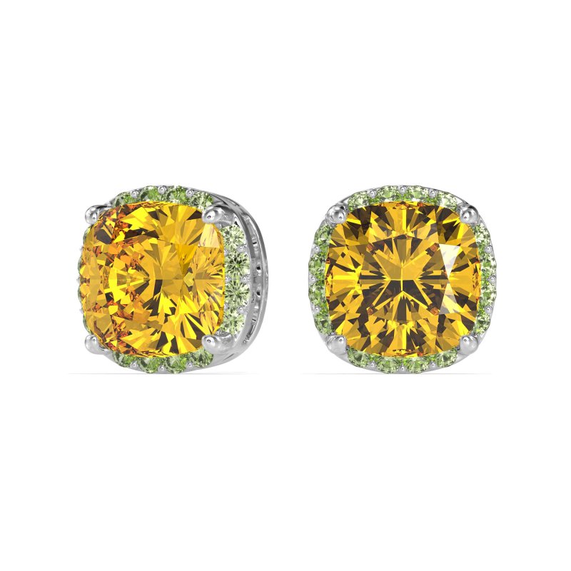 Cushion Prong-Set Halo Studs
