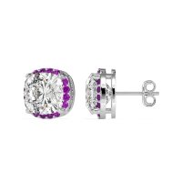 Cushion Prong-Set Halo Studs