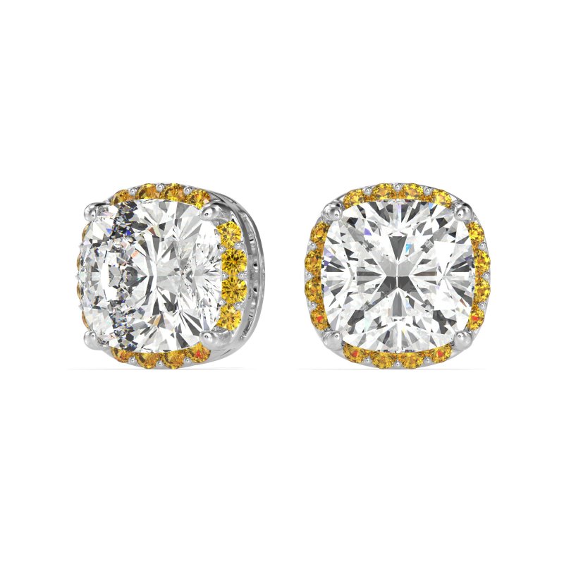 Cushion Prong-Set Halo Studs