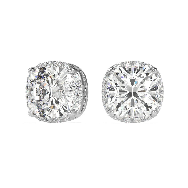 Cushion Prong-Set Halo Studs