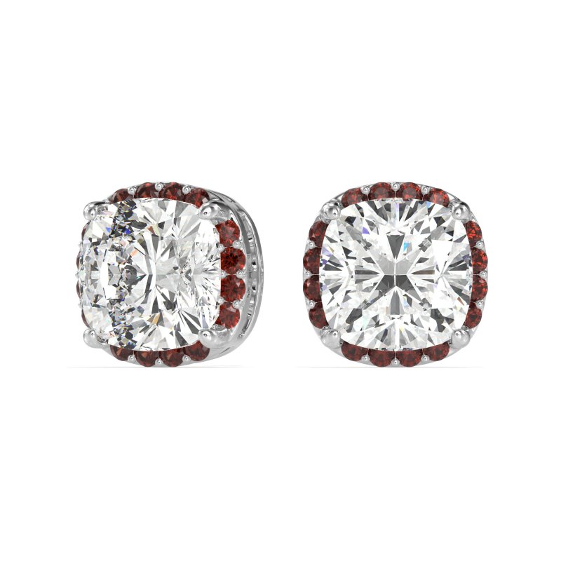 Cushion Prong-Set Halo Studs