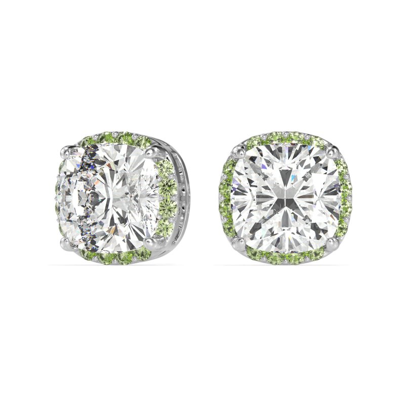 Cushion Prong-Set Halo Studs
