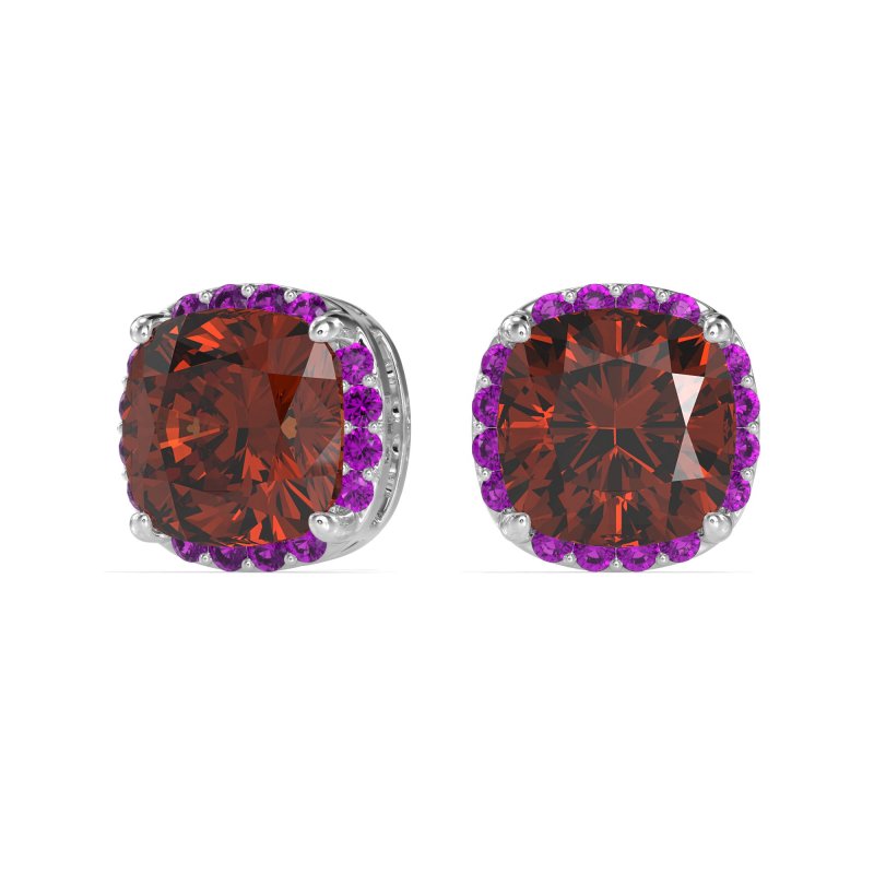 Cushion Prong-Set Halo Studs