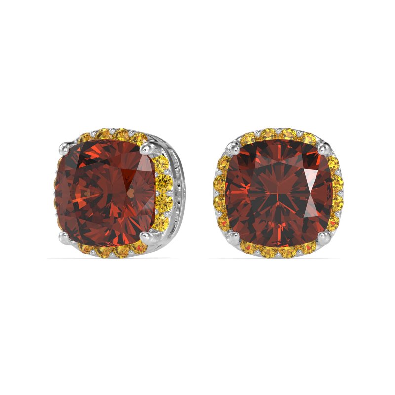 Cushion Prong-Set Halo Studs