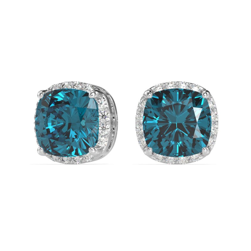 Cushion Prong-Set Halo Studs