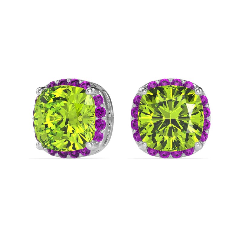 Cushion Prong-Set Halo Studs