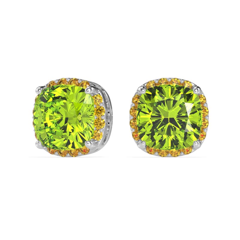 Cushion Prong-Set Halo Studs