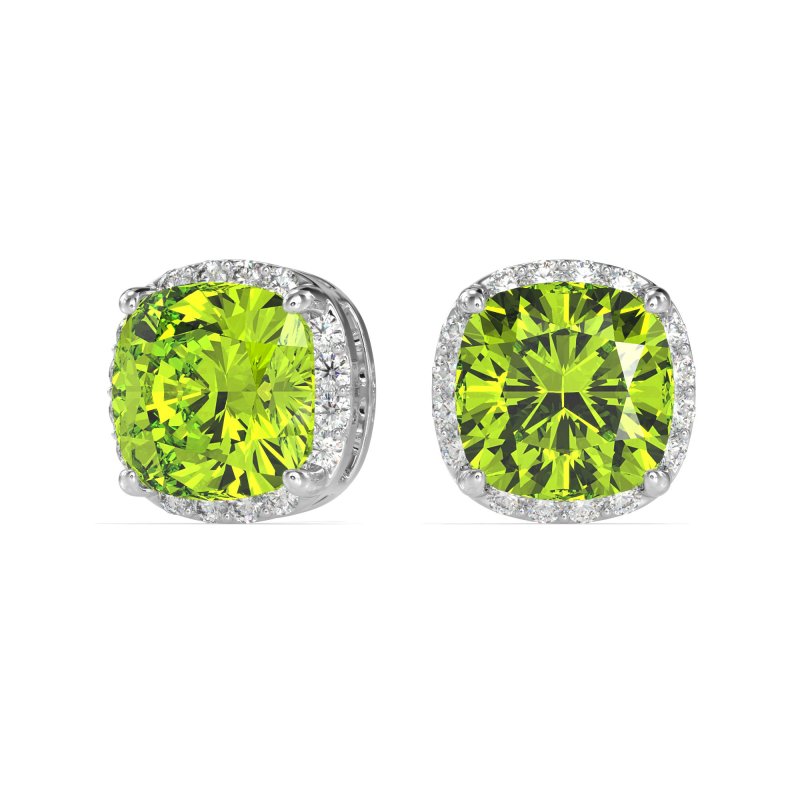 Cushion Prong-Set Halo Studs