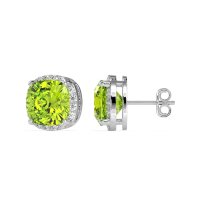 Cushion Prong-Set Halo Studs