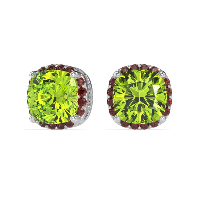 Cushion Prong-Set Halo Studs