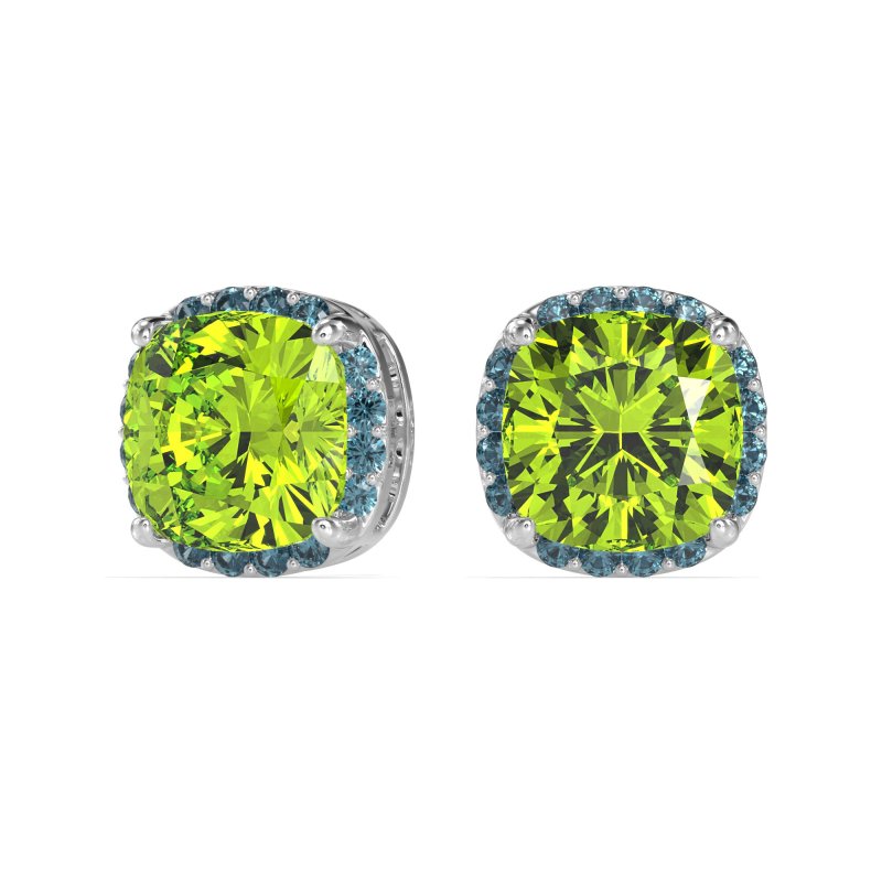 Cushion Prong-Set Halo Studs