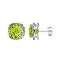 Cushion Prong-Set Halo Studs