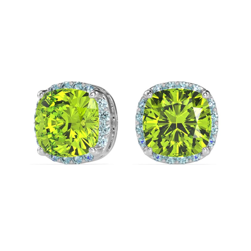 Cushion Prong-Set Halo Studs