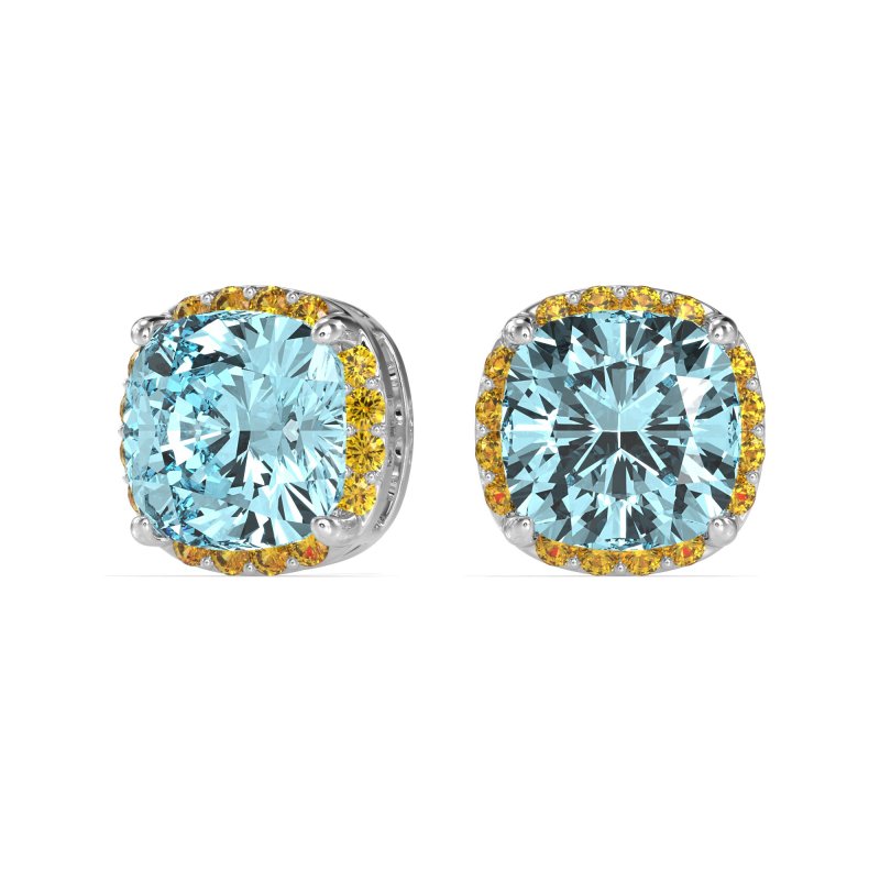 Cushion Prong-Set Halo Studs