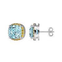 Cushion Prong-Set Halo Studs