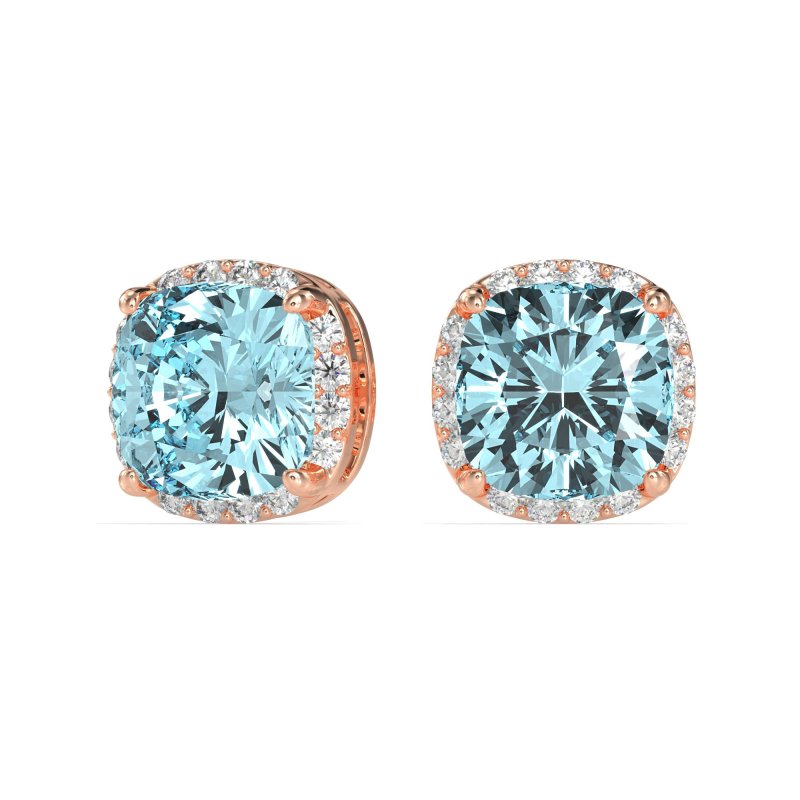 Cushion Prong-Set Halo Studs