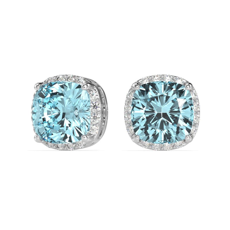 Cushion Prong-Set Halo Studs