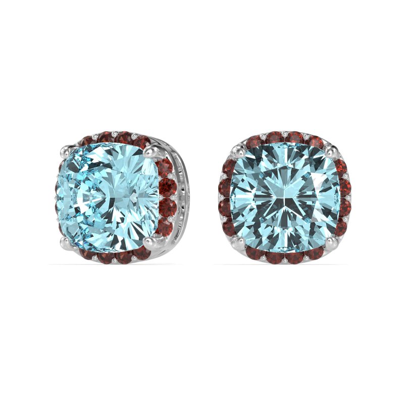 Cushion Prong-Set Halo Studs