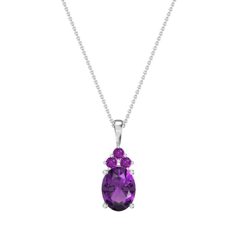 Three Stone Triangle and Oval Necklace