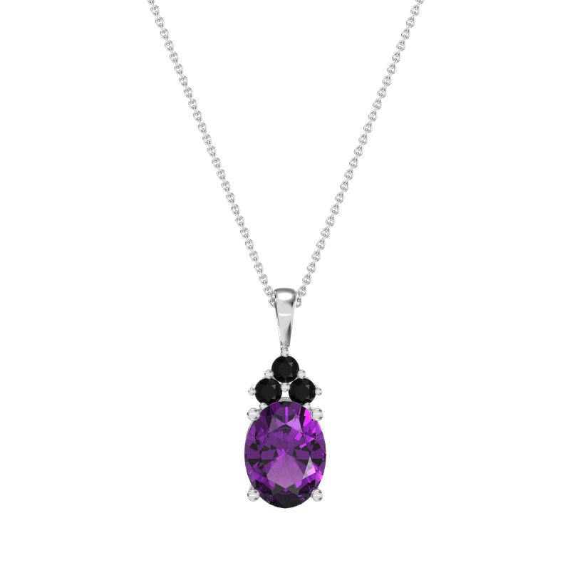 Three Stone Triangle and Oval Necklace
