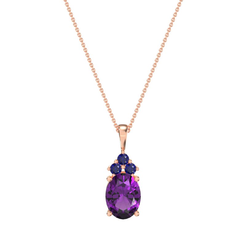 Three Stone Triangle and Oval Necklace