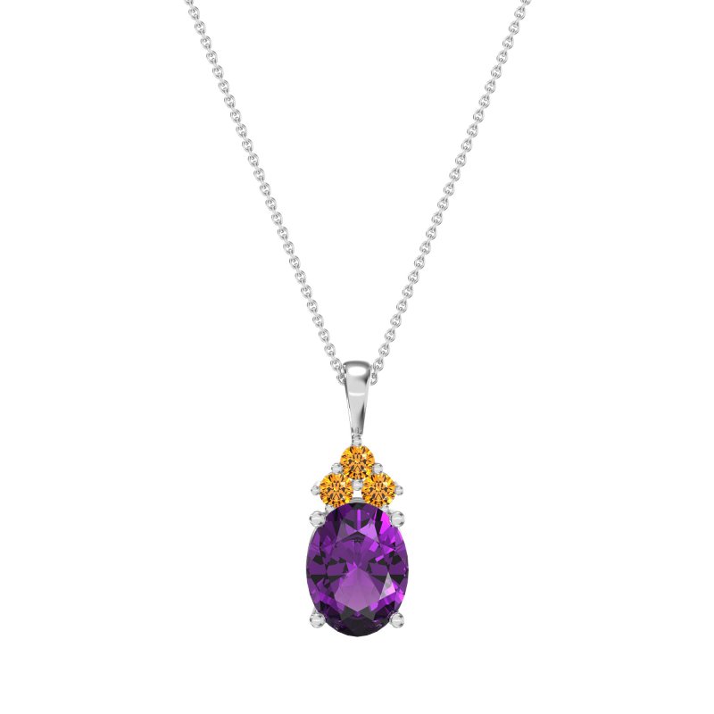 Three Stone Triangle and Oval Necklace
