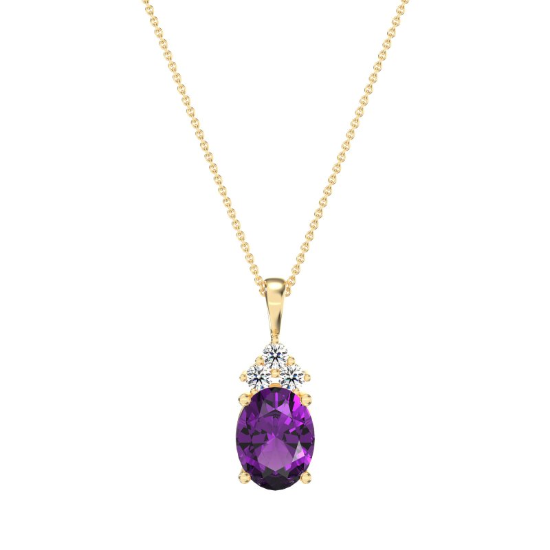 Three Stone Triangle and Oval Necklace
