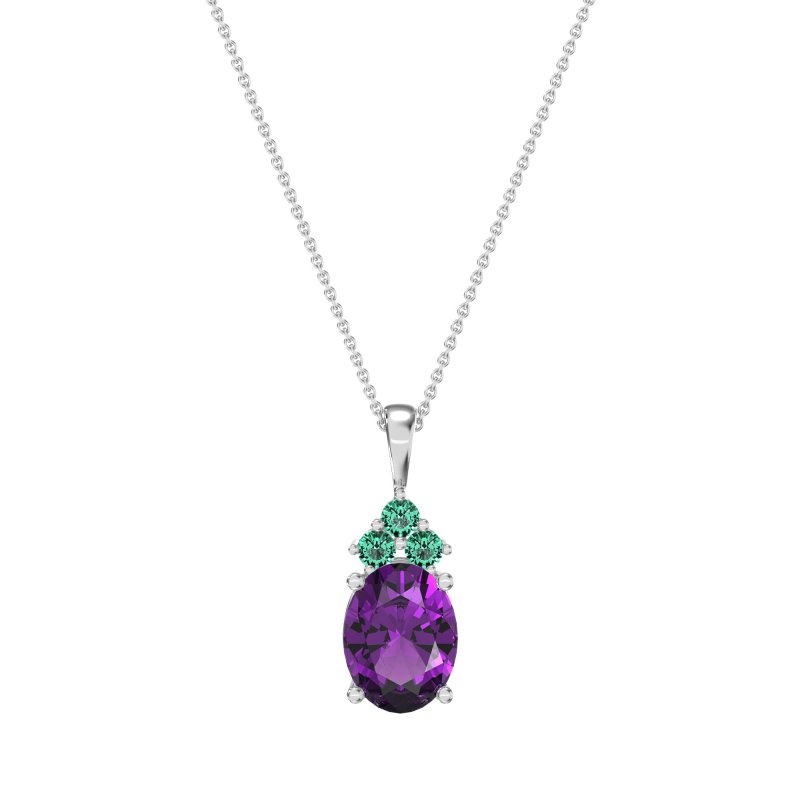 Three Stone Triangle and Oval Necklace