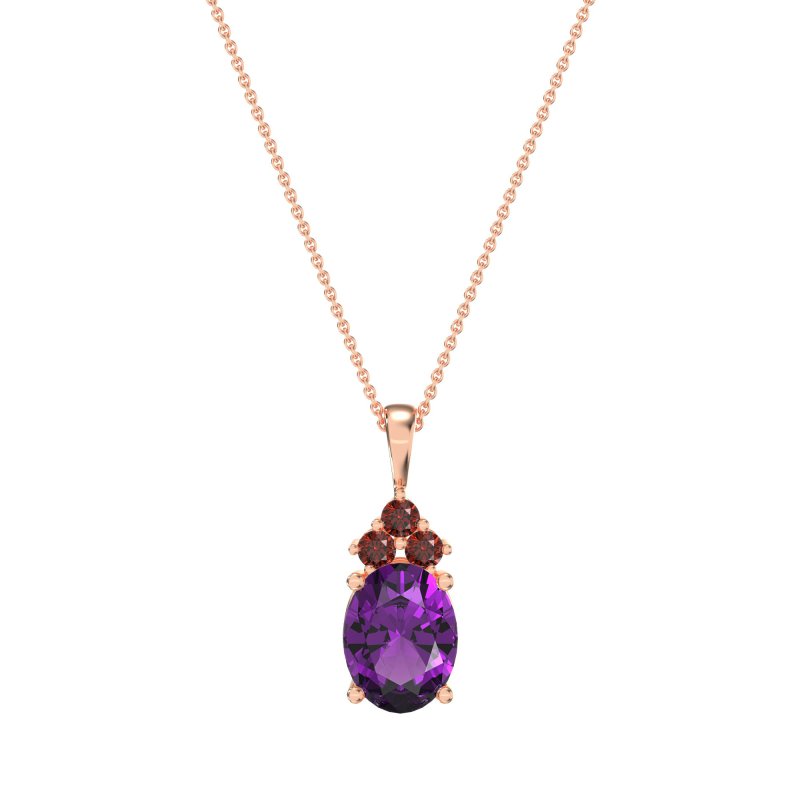 Three Stone Triangle and Oval Necklace